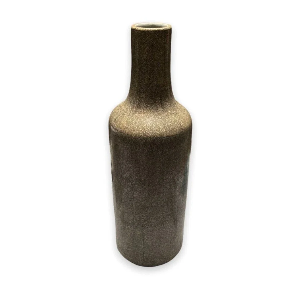 Tozai Home Khaki Crackle Porcelain Tall Vase 20.5”